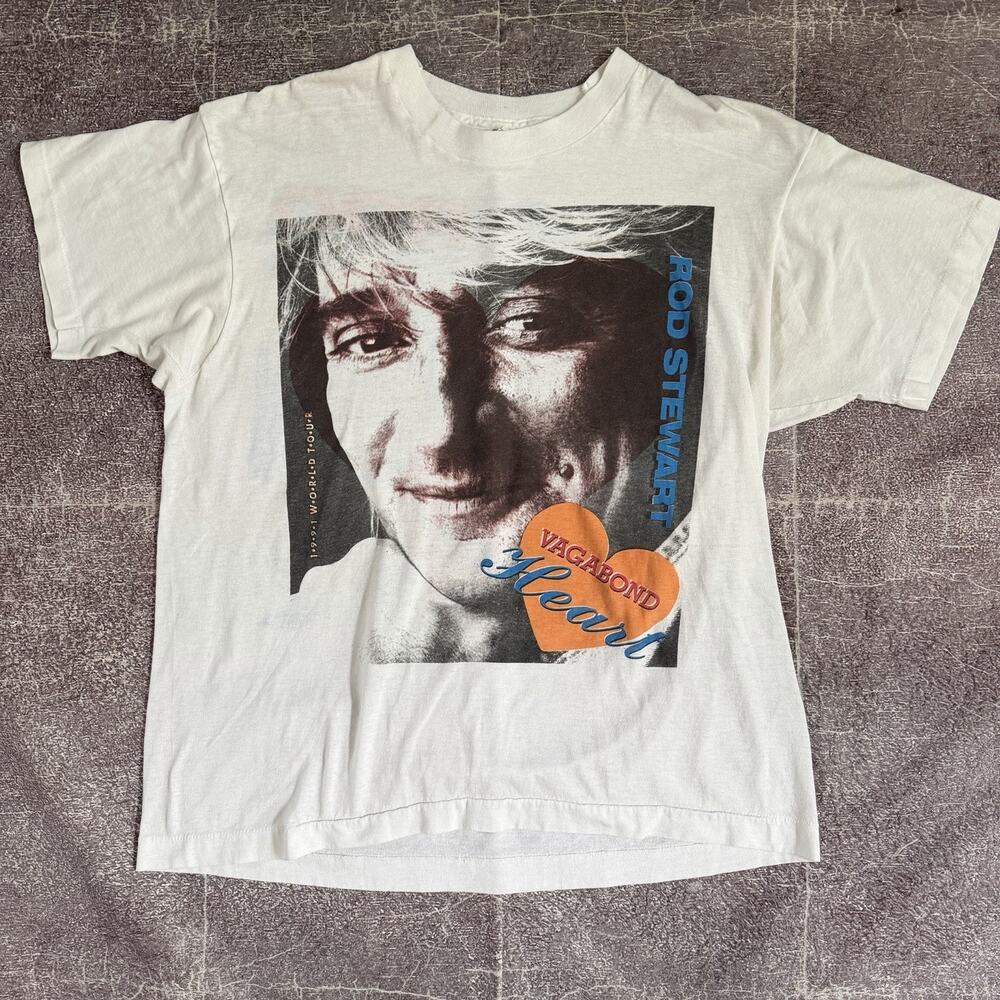 Men's Vintage 90's Screen Stars Rod Stewart Vagabond Heart Tour T Shirt Tee Sz L